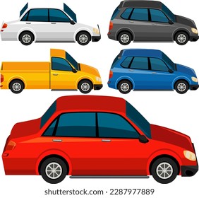 Various Cars Vector Collection illustration