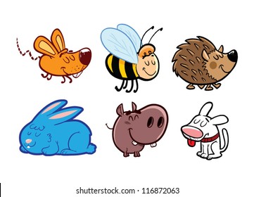 Various Cartoon Animals: a selection of six cartoon animals