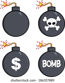 Various Cartoon Bomb. Vector Collection Set