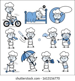 Various Cartoon Chef Concepts - Set of Retro Concepts Vector illustrations