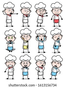 Various Cartoon Chef Poses - Set of Concepts Vector illustrations