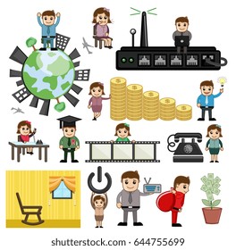 Various Cartoon Concepts of Technology and Economy