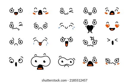 Various Cartoon Emoticons Set Doodle Faces Stock Vector (Royalty Free ...