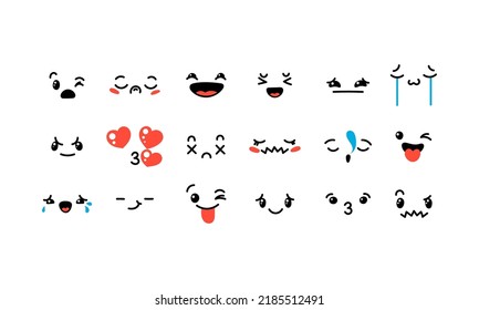 Various Cartoon Emoticons Set Doodle Faces Stock Vector (royalty Free 