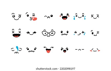 Various Cartoon Emoticons Set Doodle Faces Stock Vector (Royalty Free ...