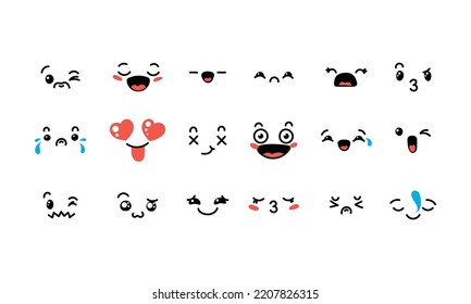 Various Cartoon Emoticons Set Doodle Faces Stock Vector (Royalty Free ...