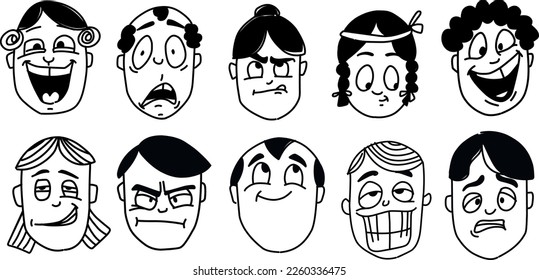 various cartoon expressions Illustration vector design