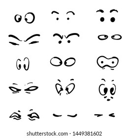 Various cartoon eyes illustrations, hand drawn doodle style
