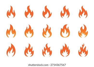 Various cartoon fire and flame icons set