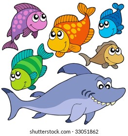 Various cartoon fishes collection - vector illustration.