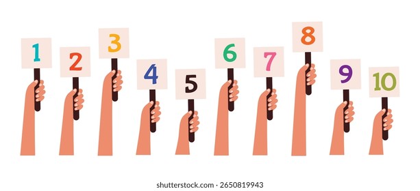 Various Cartoon Hands Holding Numbers
