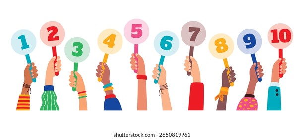 Various Cartoon Hands Holding Numbers
