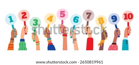 Various Cartoon Hands Holding Numbers
