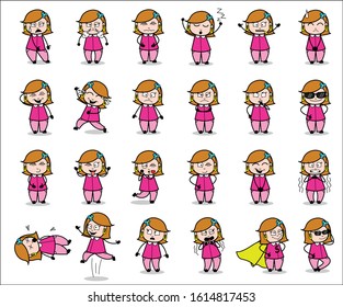 Various Cartoon Housewife Poses - Different Concepts Vector illustrations