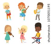 Various cartoon kids musicians