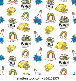 various cartoon patches seamless background