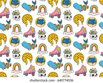 various cartoon patches seamless background