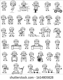 Various Cartoon Policeman Cop Character - Different Concepts Vector illustrations
