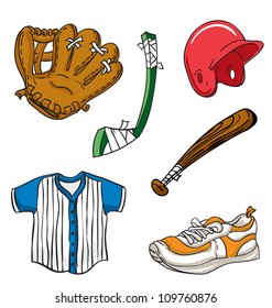 Various cartoon sports equipment illustration