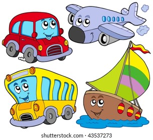 Various cartoon vehicles - vector illustration.