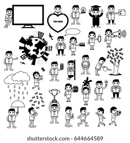 Various Cartoons Concepts Related to Technology and Business