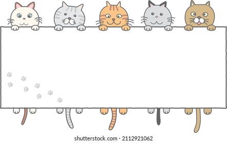 Various cat background frames hanging