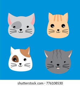 Various Cat Head Vector