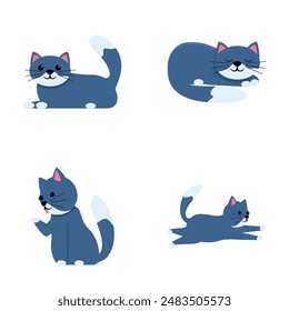 Various cat icons set cartoon vector. Cute cartoon cat. Animal, pet