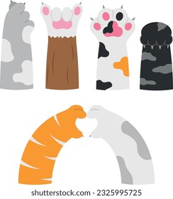 Various cat paws, vector illustration