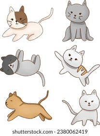 various cat pose set vector