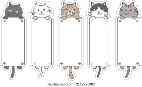 Various cat title framesets hanging