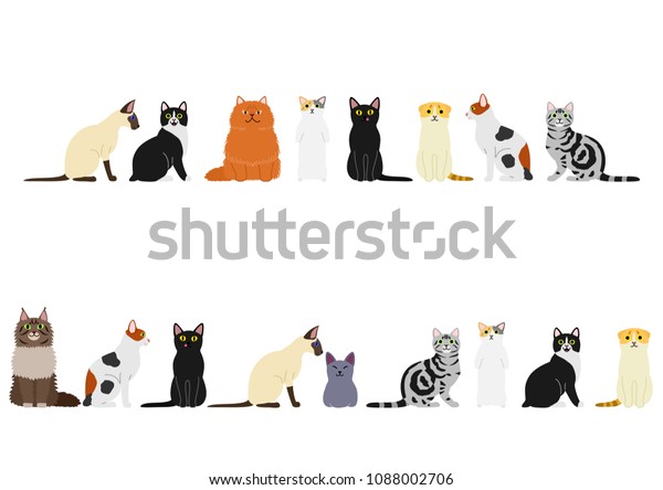 Various Cats Border Set Stock Vector (Royalty Free) 1088002706 ...