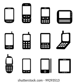 Various cell phones and tablets