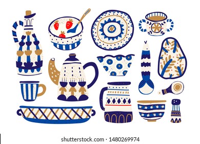 Various Ceramics Pottery Dishes Pot Cup Stock Vector (Royalty Free ...