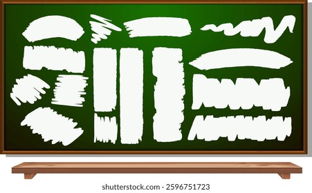 Various chalk strokes on a green chalkboard