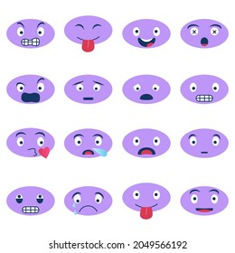 Various character face icons. Contains Icons like Blinking Face, Tongue,Persistent face and more. Vector illustration