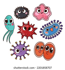 Various character of virus in cute design.