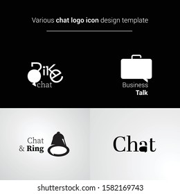 Various chat logo icon design template. bike chat, business chat, bell and chat