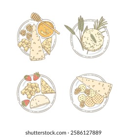 Various cheese in beautiful hand drawing illustration style