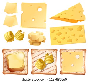 Various cheese and bread
