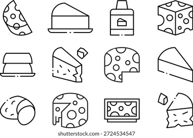 Conjunto de varias Ilustraciones de queso para diseñador.