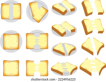 Various cheese toast illustration set