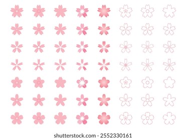 Various cherry blossom icon set