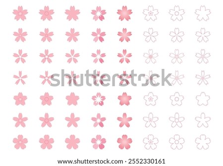 Various cherry blossom icon set