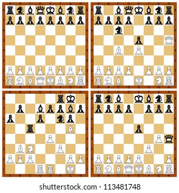 The various chess position on the white