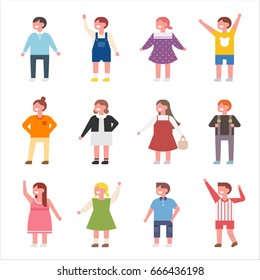 Various children vector illustration flat design
