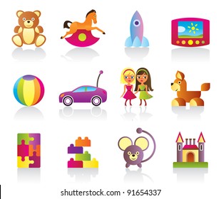 Various children's toys - vector illustration