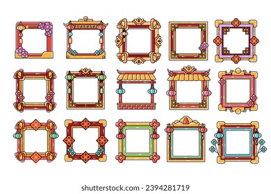 Various chinese new year frame vector illustration set