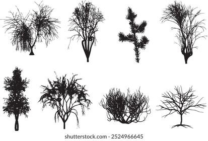 various choices of plant silhouettes vector set