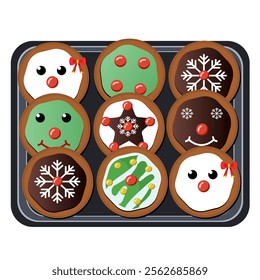 Various Christmas Cookies on Plate for Merry Christmas Festival.